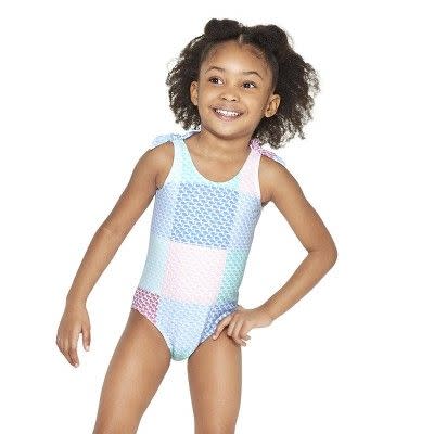 Toddler Girls' Patchwork Whale One Piece Swimsuit