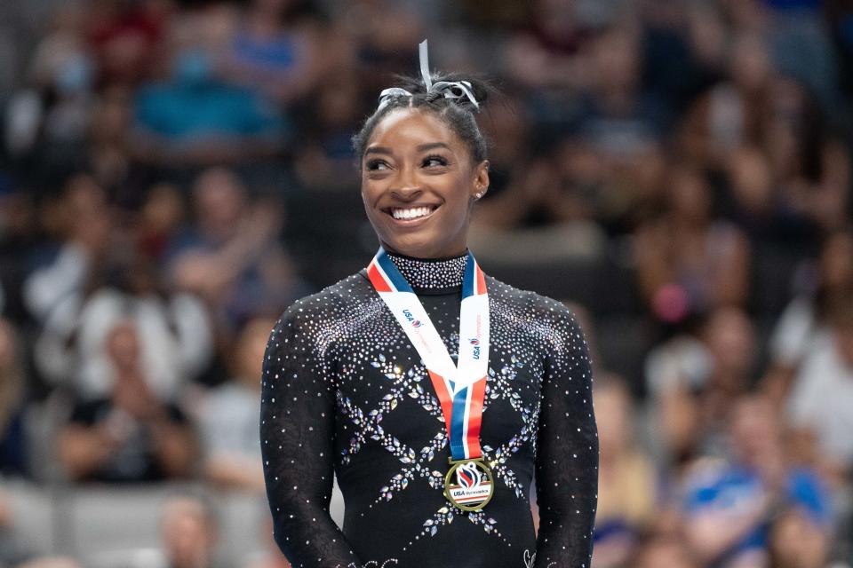 Simone Biles during the 2023 U.S. Gymnastics Championships at SAP Center.