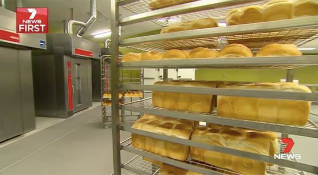 Bread is made fresh daily inside the prison bakery. Source: 7News