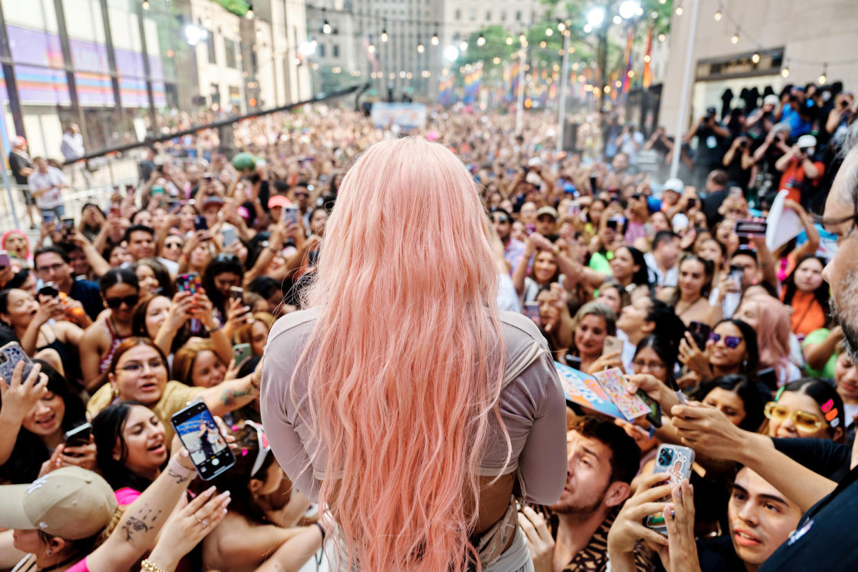 Karol G performs on 30 rock plaza for the TODAY show. 