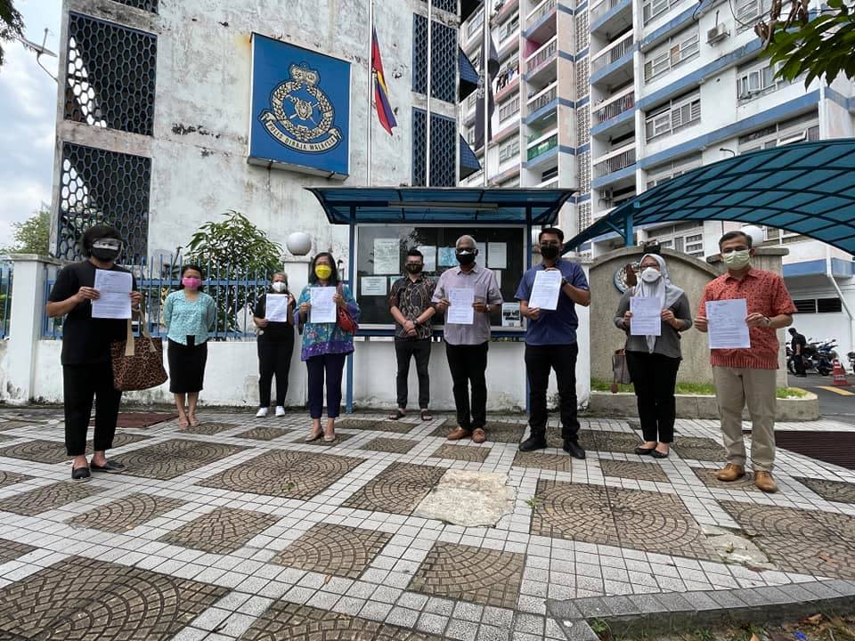 A group of Opposition lawmakers led by lawyer and human rights activist Datuk Ambiga Sreenevasan, lodged a police report over the Perikatan Nasional government’s alleged mismanagement of the Covid-19 pandemic at the Pantai police station, July 25, 2021. — Picture courtesy of Facebook/Maria Chin Abdullah