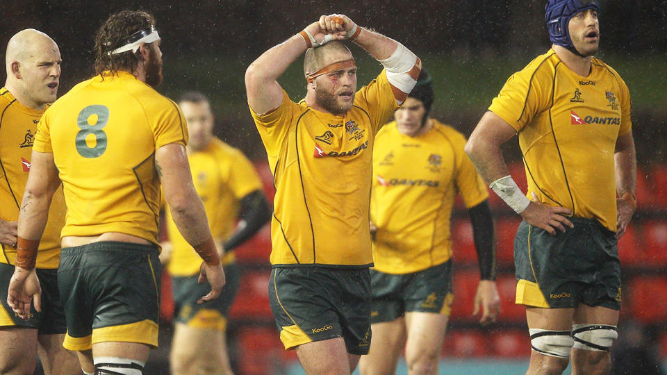 Dan Palmer, pictured here in action for the Wallabies against Scotland in 2012.