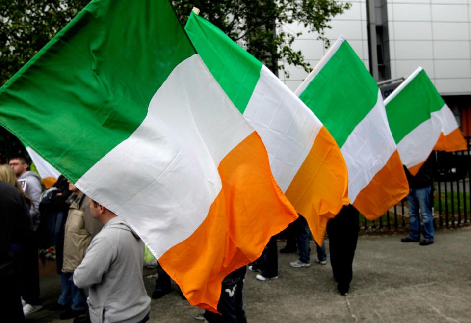 Flags of the Republic of Ireland in Dublin, in May 2011.