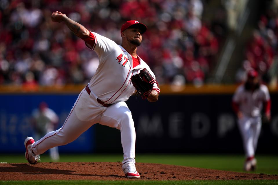 Frankie Montas earned the victory over the Nationals in his Reds debut on Opening Day.