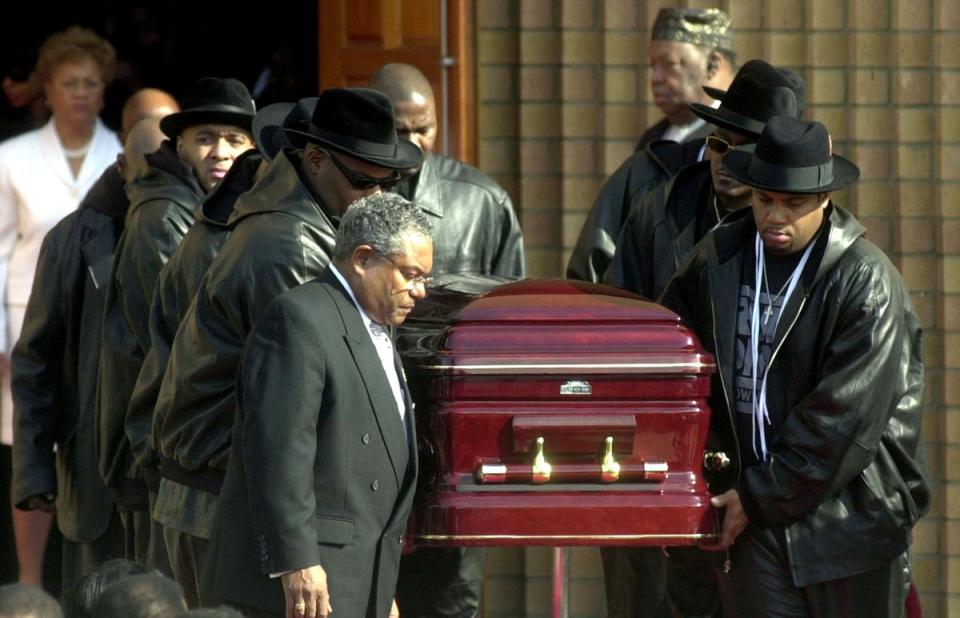 The funeral of Jason ‘Jam Master Jay’ Mizell Jason was held at New York’s Allen A.M.E. Cathedral in 2002 (Getty Images)