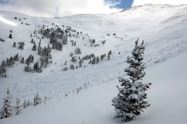 PHOTO: In this April 21, 2013, file photo, the path of an avalanche that occurred on April 20, 2013, is shown, in an area known as Sheep Creek near Loveland Pass, Colorado. (Helen H. Richardson/Denver Post via Getty Images, FILE)