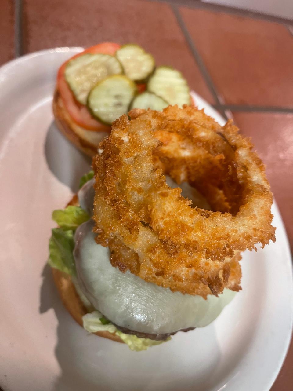 50/50 burger (half ground beef half ground bacon) at Z’s Eatery and Draught Haus in Indianola.