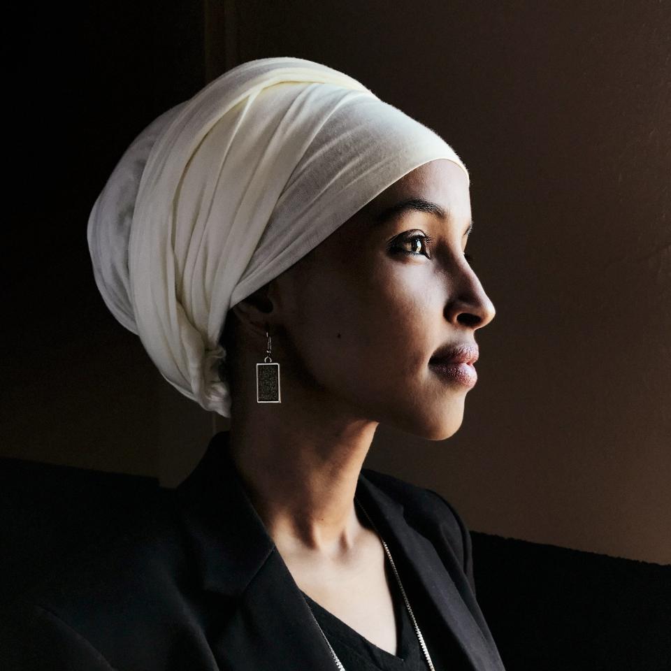 Portrait of Ilhan Omar, photographed at her offices in Minneapolis, Feb. 17, 2017.