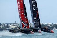 Sailing - America's Cup finals - Hamilton, Bermuda - June 24, 2017 - Emirates Team New Zealand and Oracle Team USA race off the start line in race five of America's Cup finals. REUTERS/Mike Segar