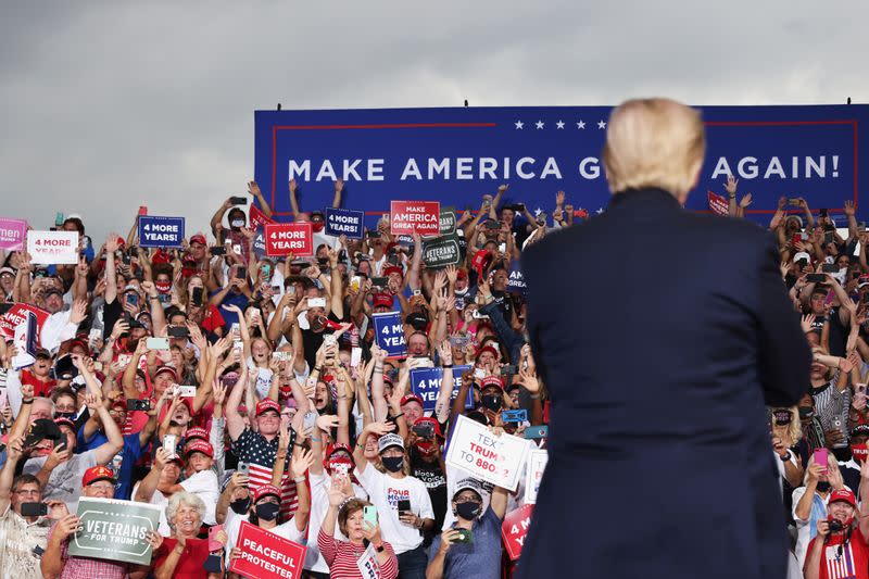 U.S. President Donald Trump holds a campaign event at Smith Reynolds Regional Airport in Winston-Salem