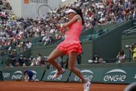 Tennis - French Open - Roland Garros - Caroline Garcia of France vs Agnieszka Radwanska of Poland - Paris, France - 25/05/16. Agnieszka Radwanska returns the ball. REUTERS/Benoit Tessier