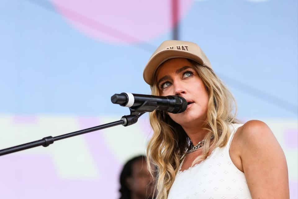 Grammy-nominated singer Ingrid Andress was criticized on social media for her rendition of the national anthem at the Home Run Derby (Getty Images)