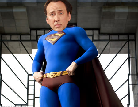 <b>Nicolas Cage as Superman in 'Superman Lives' (c. 1996)</b> Apparently Nicolas Cage was still considered to be box office gold back in the mid to late nineties because he was signed to play Superman in a blockbuster Warner Bros. film version of the classic comic book hero. The studio signed Tim Burton, who had had huge success with bringing Batman back to the big screen, to re-imagine the film franchise for the MTV generation. The film languished in development hell, with $30 million being spent without a single frame ever being shot. Super-producer Jon Peters wanted the film to be more in the vein of 'Star Wars' and it was felt that he lost sight of what the character was really about. Peters' script demands included a gay robot sidekick for the villain, a polar bear fight and a 'space-dog' that could be marketed as a soft toy.