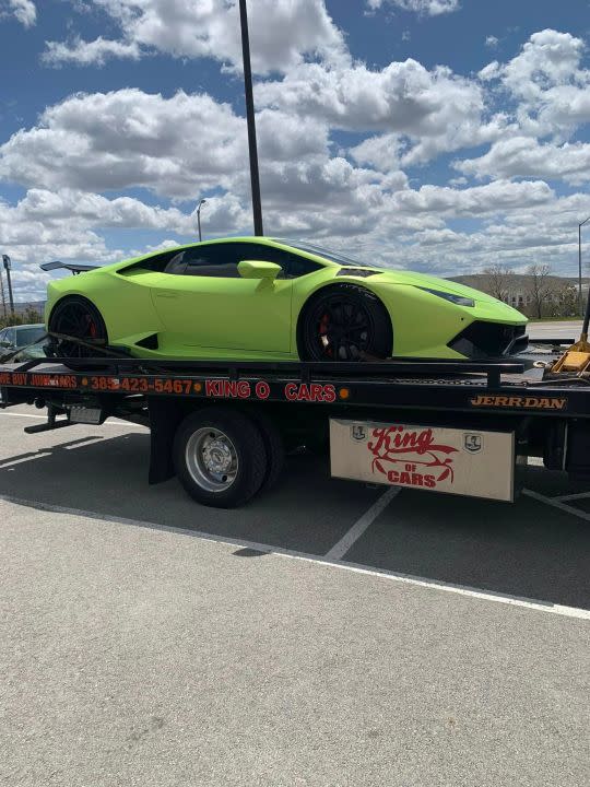 Wyoming Highway Patrol shared this photo of a supercar that was reported stolen out of Salt Lake City and intercepted on I-80 near Rawlins, Wyoming.