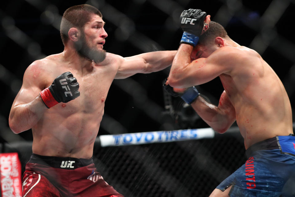 Khabib Nurmagomedov durante su combate contra Al Laquinta el 7 de abril de 2018. Getty Images.