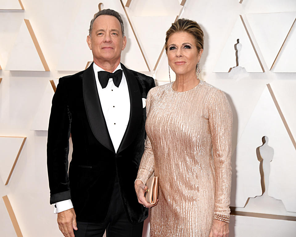 HOLLYWOOD, CALIFORNIA - FEBRUARY 09: (L-R) Tom Hanks and Rita Wilson attend the 92nd Annual Academy Awards at Hollywood and Highland on February 09, 2020 in Hollywood, California. (Photo by Jeff Kravitz/FilmMagic)