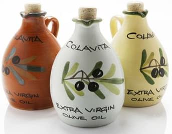 Colavita Premium Italian Extra Virgin Olive Oil Ceramic Jar in white yellow and red kitchen gift idea