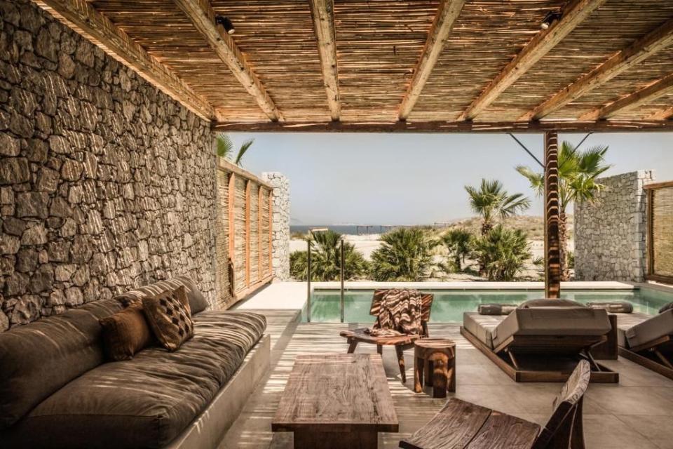 <p>Perched on a soft, sandy cove on the northern coast of Kos, a short wander from Marmari village, this beautiful adults-only resort has become a holistic haven thanks to its stunning spa and wellbeing centre. At <a href="https://www.booking.com/hotel/gr/oku-kos.en-gb.html?aid=1922306&label=best-hotels-greece" rel="nofollow noopener" target="_blank" data-ylk="slk:Oku Kos;elm:context_link;itc:0" class="link ">Oku Kos</a>, you can enjoy fragrant body scrubs and relaxing massages, steam away in the saunas or polish up your yoga skills with daily classes on the beach. </p><p>The rooms are a delight. Simply furnished using local textures and natural woods, while the suites come with their own private pool. There are two additional outdoor pools, while the exquisite spa also offers an indoor pool and hammam. After a busy day of doing very little, enjoy farm-to-fork dishes from Grecian specialities to sparklingly fresh local fish pulled straight from the sea.</p><p><a class="link " href="https://www.booking.com/hotel/gr/oku-kos.en-gb.html?aid=1922306&label=best-hotels-greece" rel="nofollow noopener" target="_blank" data-ylk="slk:CHECK AVAILABILITY;elm:context_link;itc:0">CHECK AVAILABILITY</a></p>