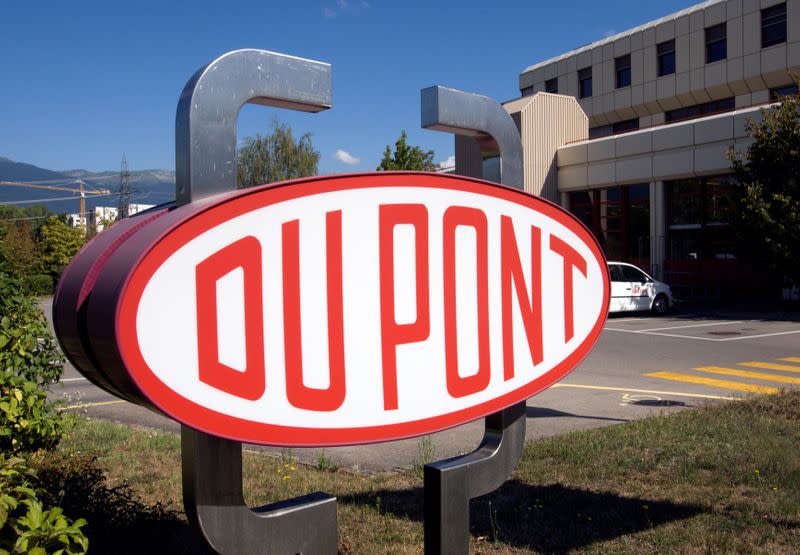 FILE PHOTO: DuPont logo is pictured on research center in Meyrin near Geneva