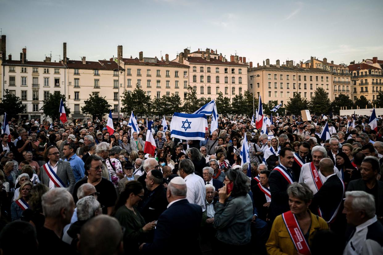 A rally held in solidarity with Israel at Bellecour Square in Lyon, France