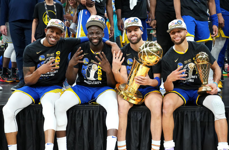 Andre Iguodala, Draymond Green, Klay Thompson and Stephen Curry