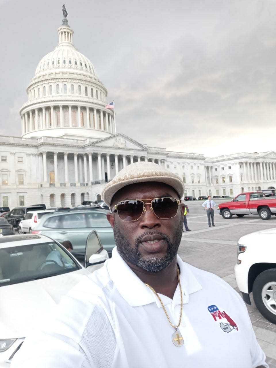 Larry Wilcoxson stands in front of the U.S. Capitol where he works as a senior aid to Congressman Byron Donalds, R-Naples. His political dreams were on hold for more than seven years after he was wrongfully convicted of stealing a car from Hertz. His conviction was overturned in January of 2022.