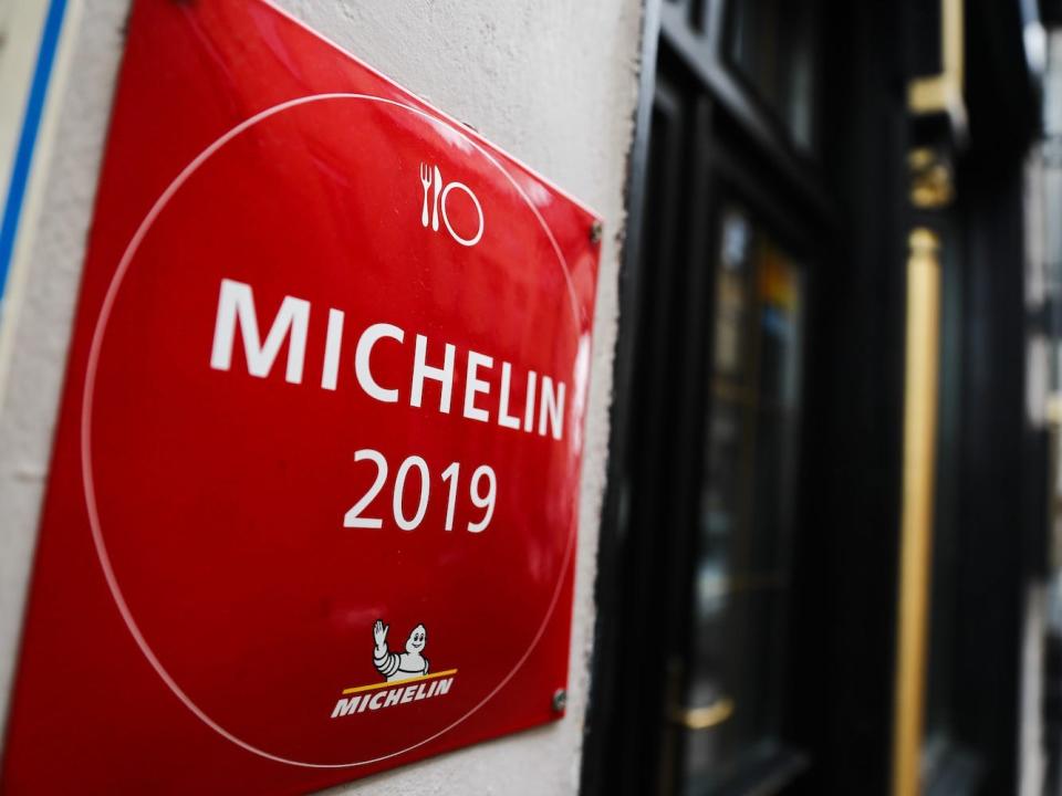 Michelin plate is seen on the restaurant in Krakow, Poland