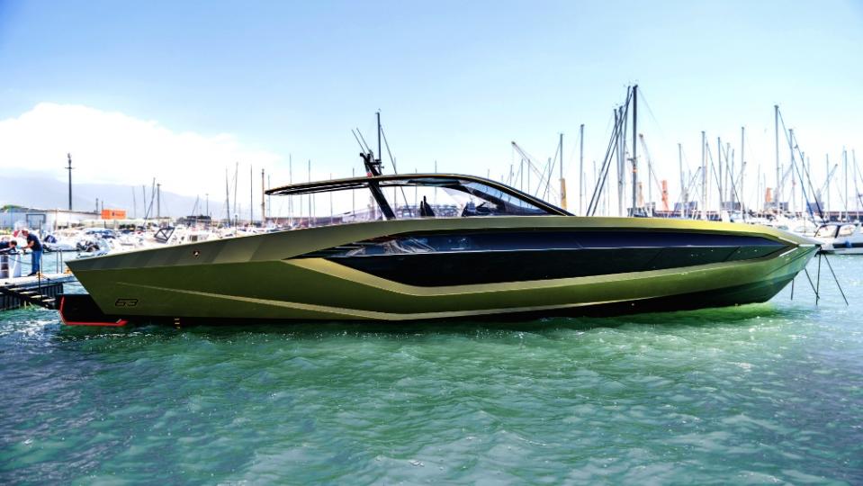 The lean, low profile is more like a smaller performance boat than a 63-foot motoryacht. So is the 60-knot-plus top speed. - Credit: Courtesy Italian Sea Group