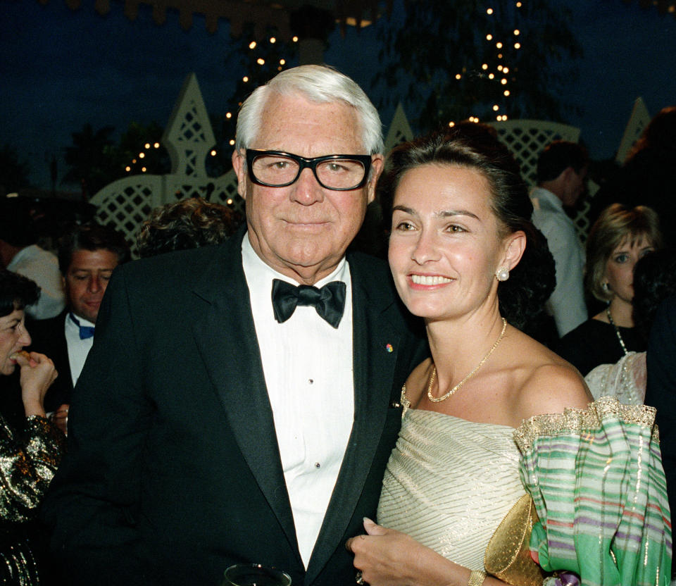 Actor Cary Grant, left, and his wife Barbara, attend a party for Clint Eastwood on Sept. 28, 1986. (AP Photo/Mark Avery)