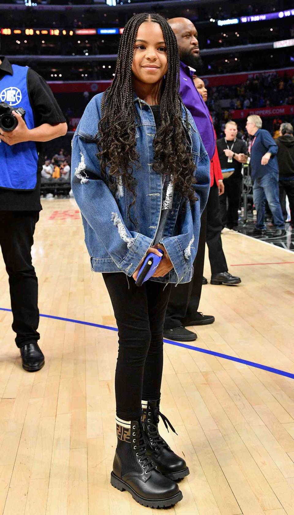 Blue Ivy Carter attends a basketball game between the Los Angeles Clippers and the Los Angeles Lakers at Staples Center on March 08, 2020 in Los Angeles, California