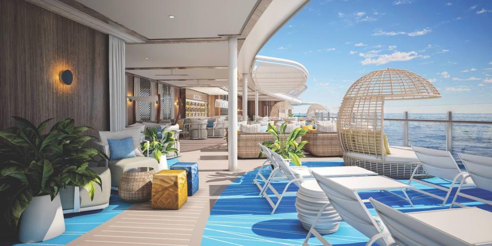 a rendering of an outdoor lounge area aboard the Wonder of the Seas