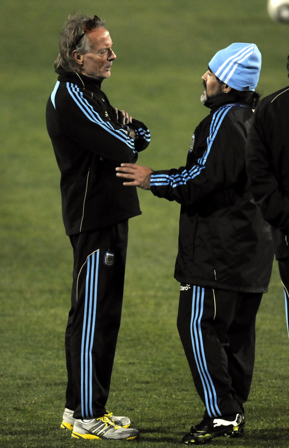 Signorini junto a Maradona en el Mundial de Sudáfrica 2010. (DANIEL GARCIA/AFP via Getty Images)