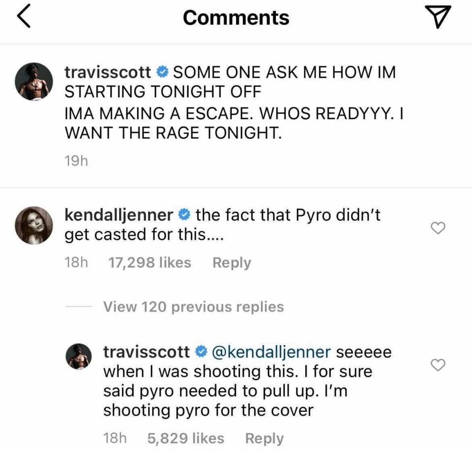 Kendall Jenner, Travis Instagram