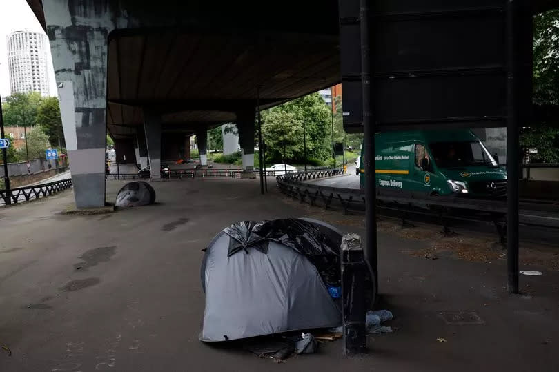Tents under the Westway flyover in Paddington in London, Britain 10 June 2024