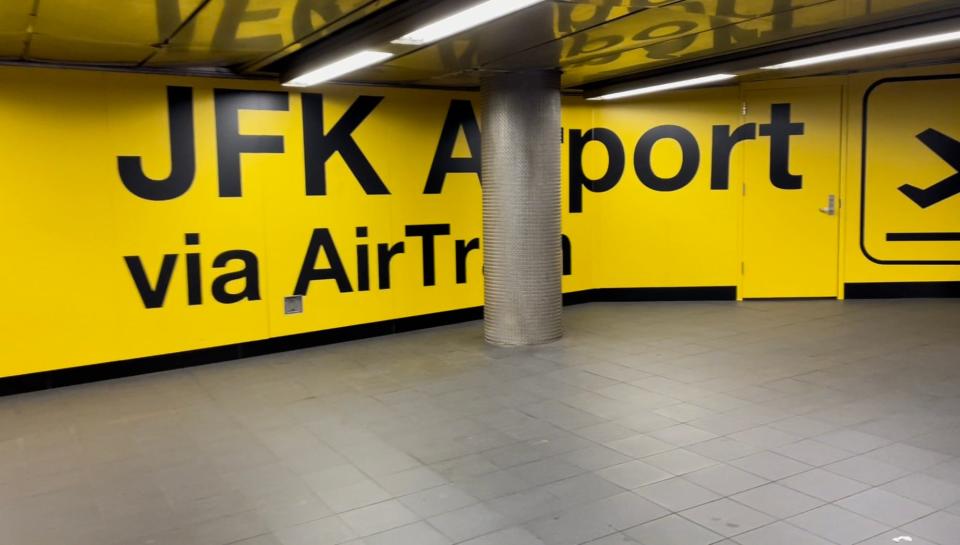 Signage for the AirTrain at Jamaica Station.