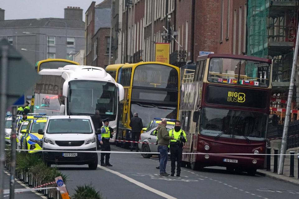 Police have cordoned off the road after the attack shortly after 1.30pm (PA)