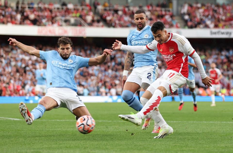 Gabriel Martinelli’s deflected strike proved the difference at the Emirates Stadium (Reuters)