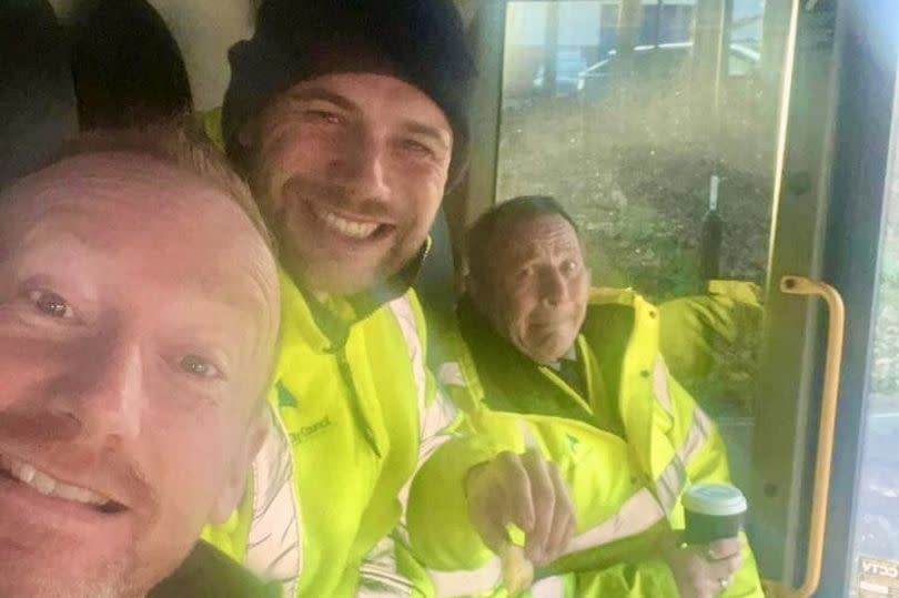 Coventry binman David Carpenter with other crew members