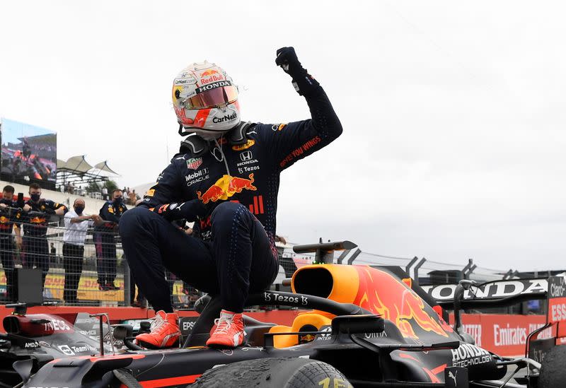 Max Verstappen de Red Bull celebra luego de ganar el Gran Premio de Francia de la Fórmula 1