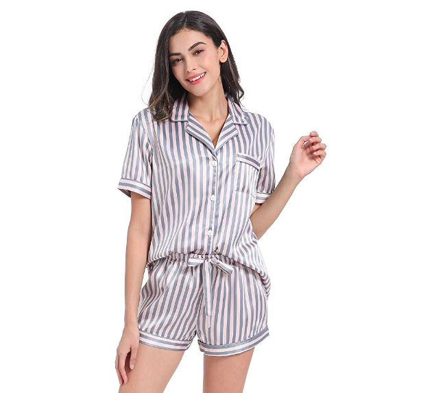 20) Silky Satin Pajamas Short-Sleeve Set