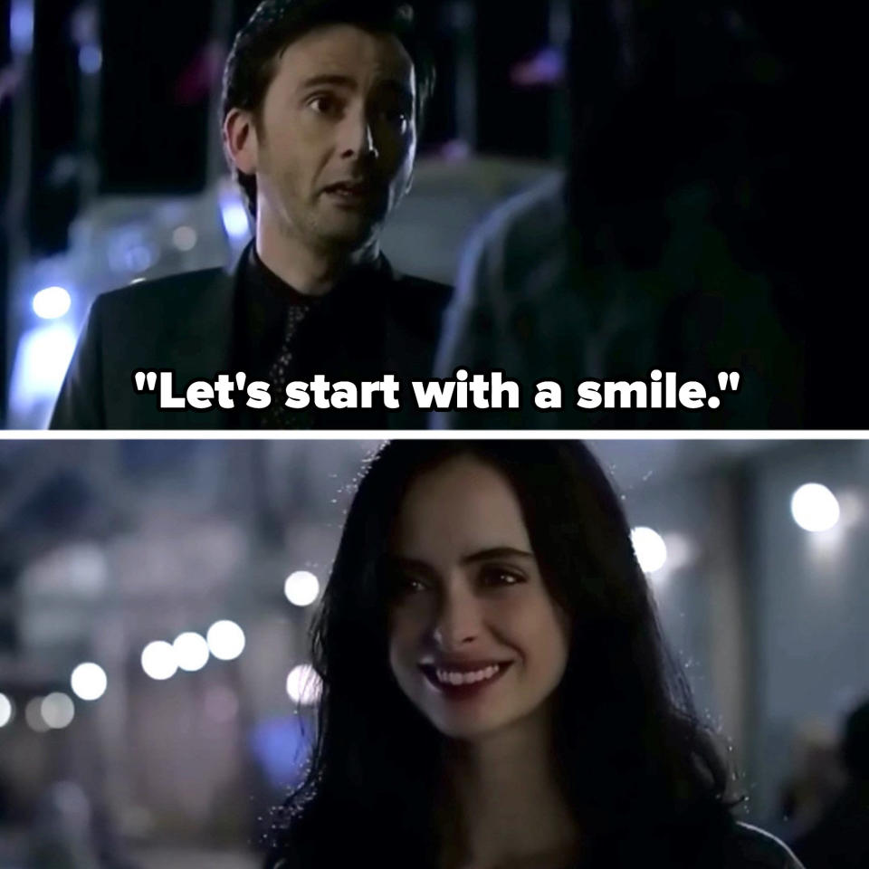 Kilgrave tells Jessica "let's start with a smile" on jessica jones