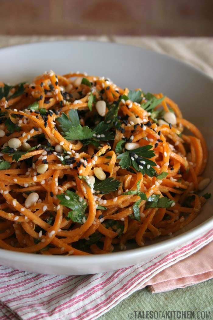 <p><strong>Get the <a href="http://talesofakitchen.com/pasta/carrot-pasta-with-a-creamy-zesty-garlic-sauce/" target="_blank">Carrot Pasta With Creamy Zesty Garlic Sauce</a>&nbsp;from Tales Of A Kitchen</strong></p>