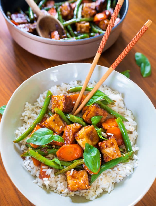 <p>Callie Blount</p><p>Learn how to get golden-crisp tofu for a vegetarian stir-fry.</p><p><strong>Get the recipe: <a href="/911595/parade/learn-how-to-make-crispy-tofu-for-vegetarian-stir-fry-in-our-latest-episode-of-plate-it-perfect/" data-ylk="slk:Crispy Tofu;elm:context_link;itc:0;sec:content-canvas" class="link "><em>Crispy Tofu</em></a></strong></p>