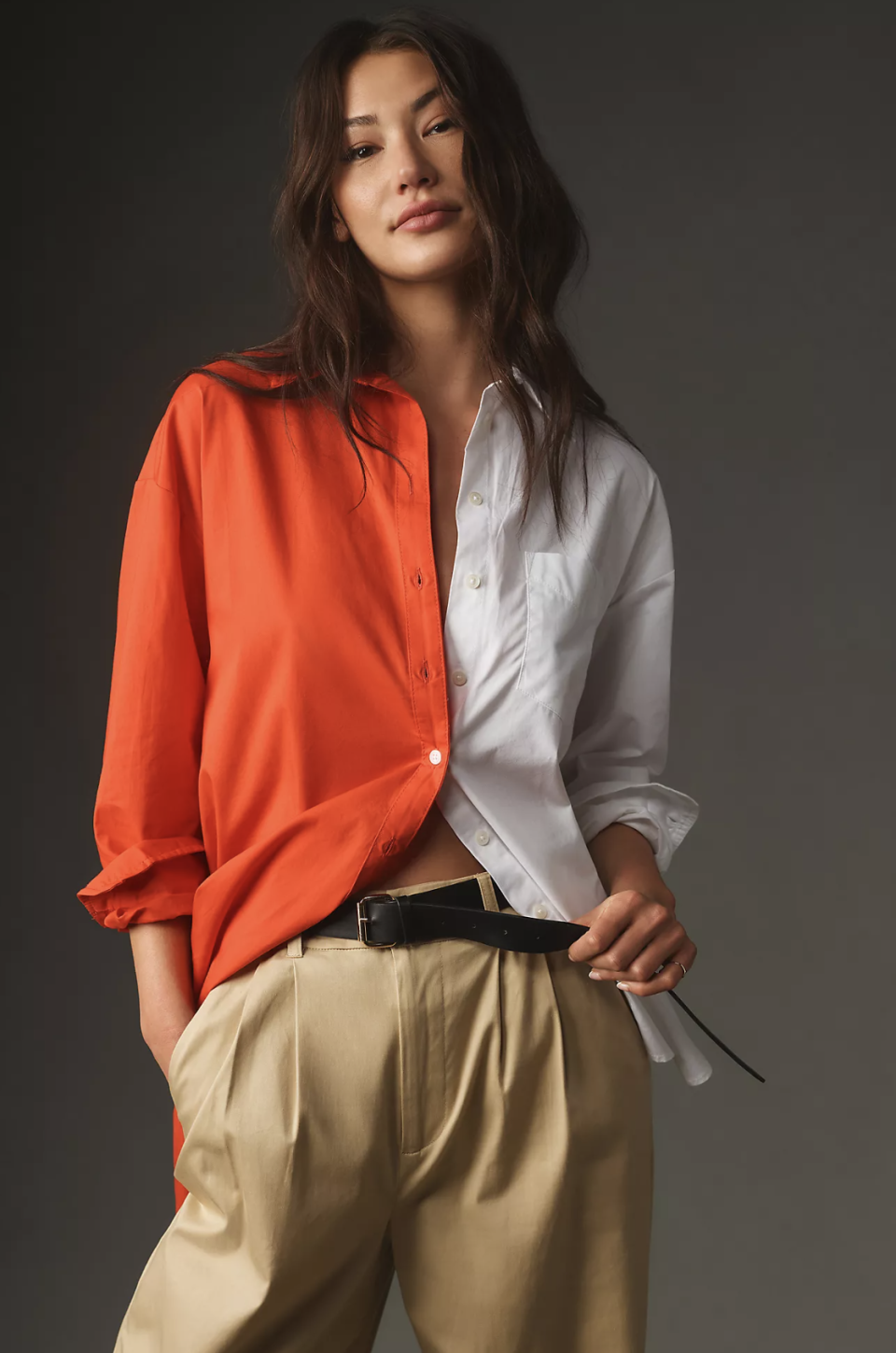 The Bennet Buttondown Shirt by Maeve: Colorblock Edition (Photo via Anthropologie) 
