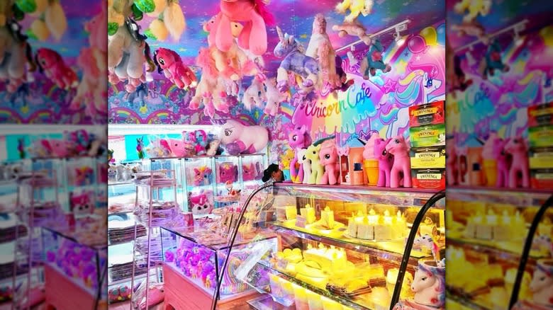 rainbow colored unicorn cafe