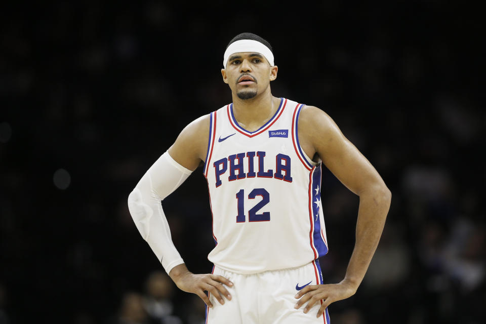 Tobias Harris called for a Philadelphia county commissioner to resign, prompting a petition demanding that he do so. (AP Photo/Matt Slocum)