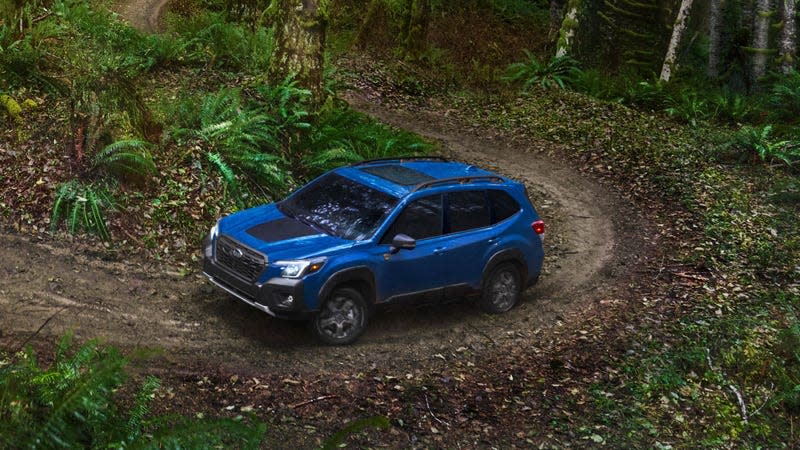 Subaru Forester Wilderness crossover taking an off-road corner