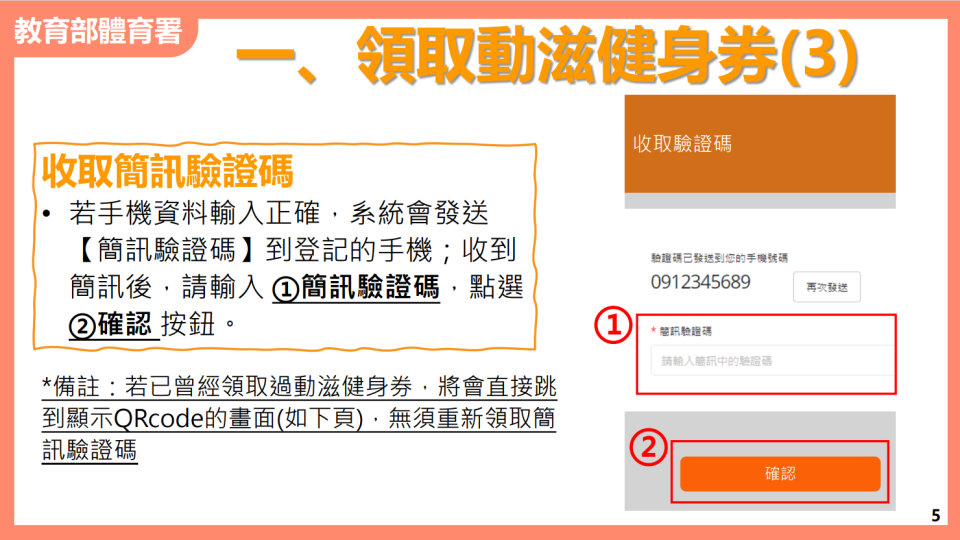 動滋健身券領取方式說明。   圖：教育部體育署／提供