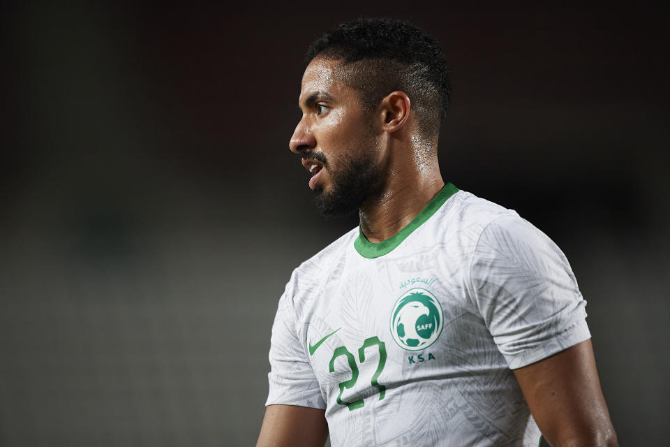 MURCIA, SPAIN - SEPTEMBER 27: Hattan Bahebri of Saudi Arabia looks on during the international friendly match between Saudi Arabia and United States at Estadio Nueva Condomina on September 27, 2022 in Murcia, Spain. (Photo by Silvestre Szpylma/Quality Sport Images/Getty Images)