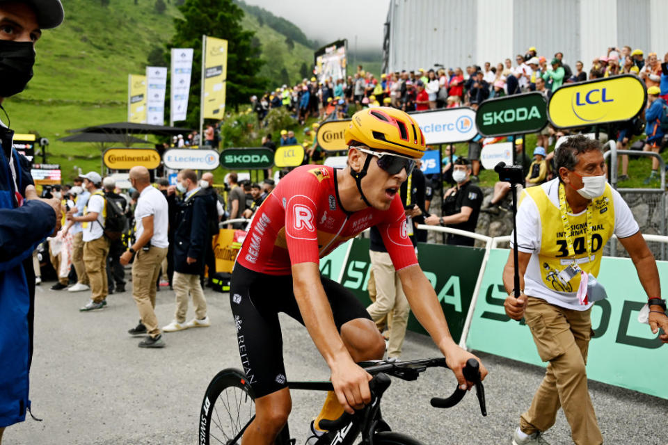 CAUTERETSCAMBASQUE FRANCE  JULY 06 Tobias Halland Johannessen of Norway and UnoX Pro Cycling Team crosses the finish line during the stage six of the 110th Tour de France 2023 a 1449km stage from Tarbes to CauteretsCambasque 1355m  UCIWT  on July 06 2023 in  CauteretsCambasque France Photo by David RamosGetty Images